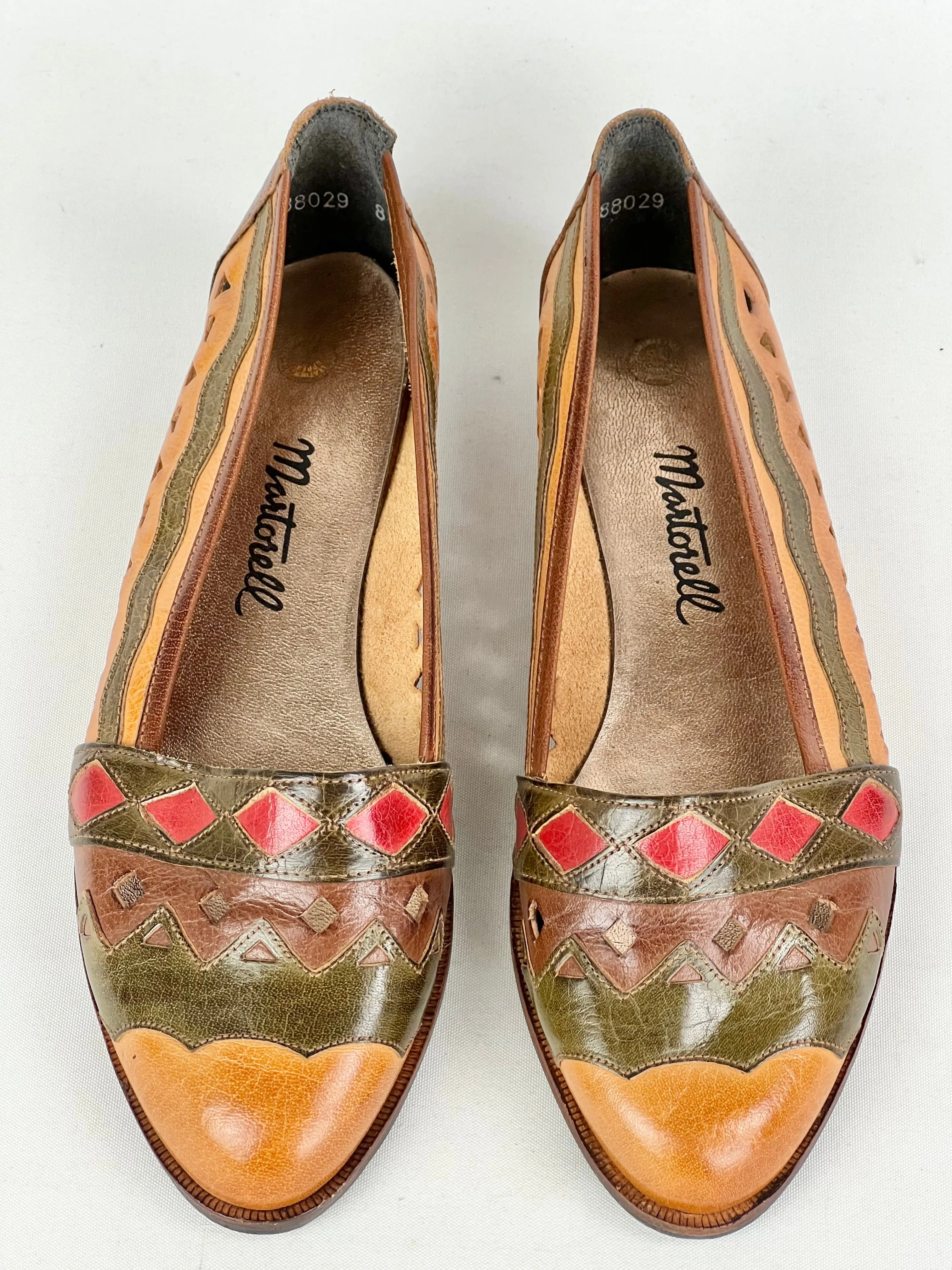 90s Multicolour Leather Flats - UK38
