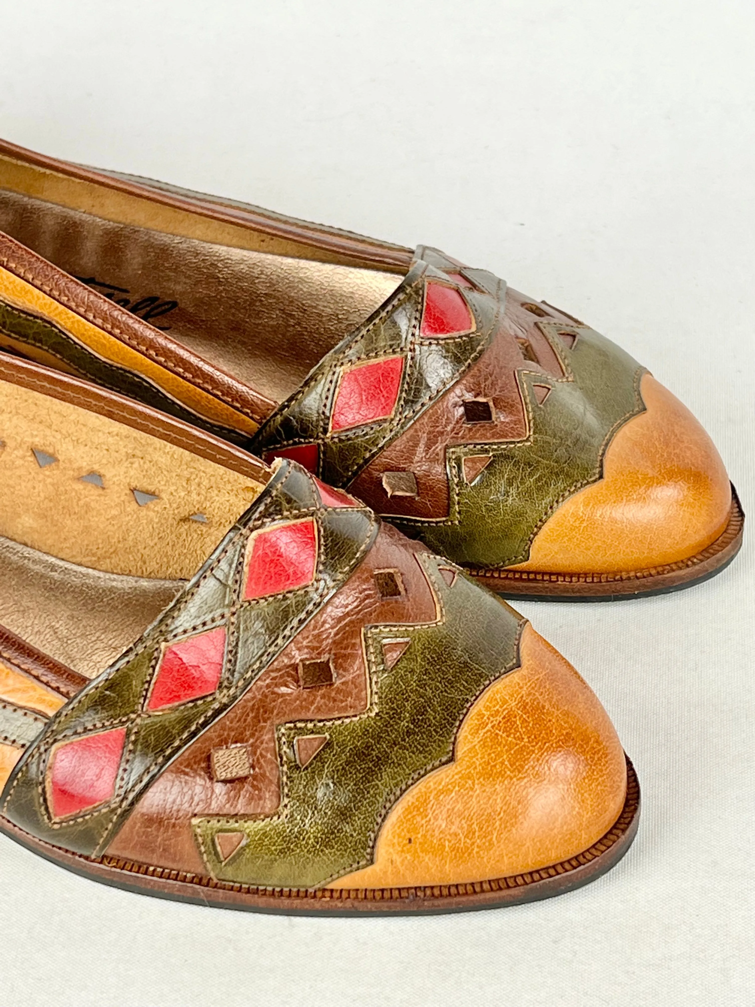 90s Multicolour Leather Flats - UK38