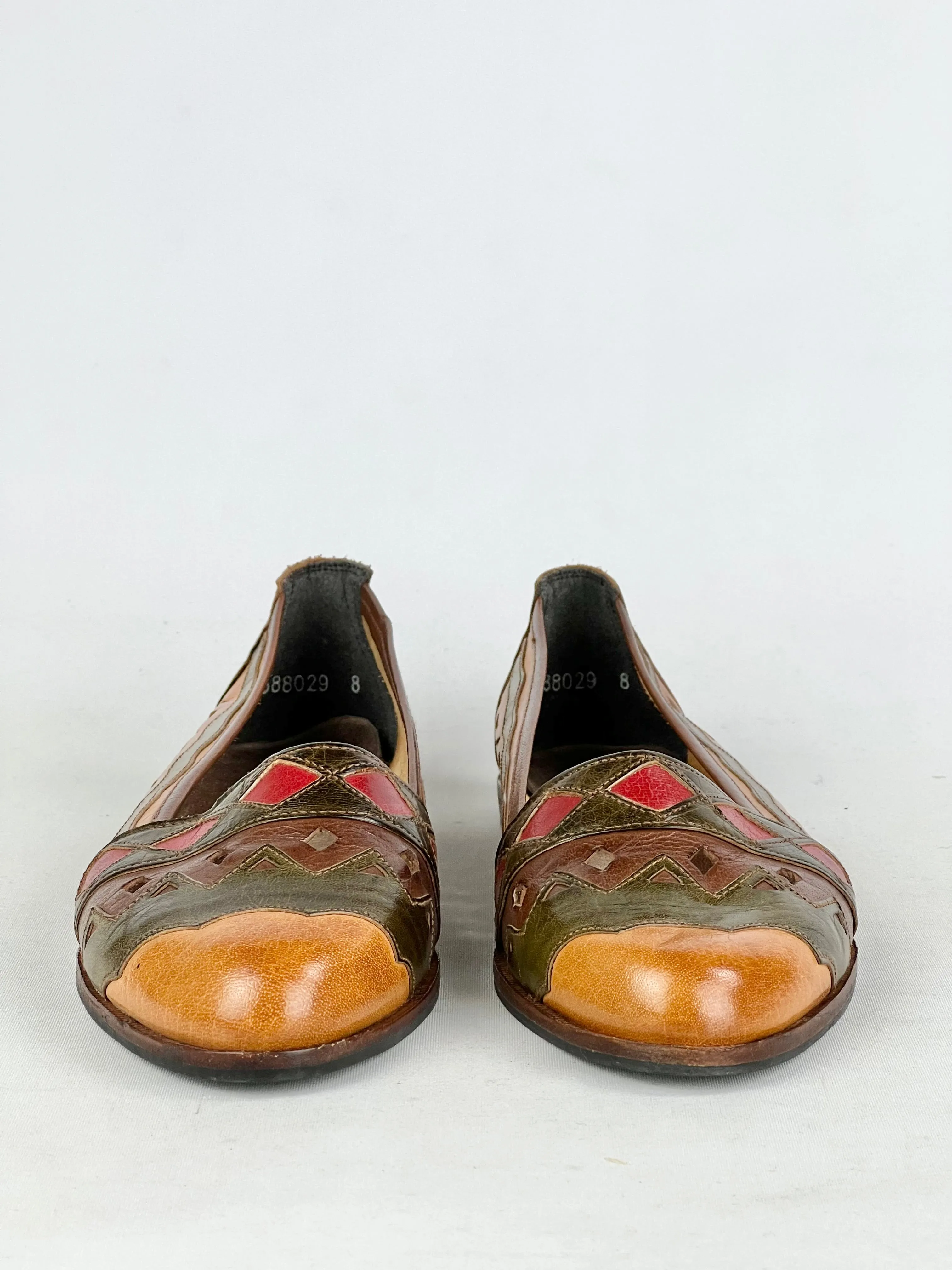 90s Multicolour Leather Flats - UK38