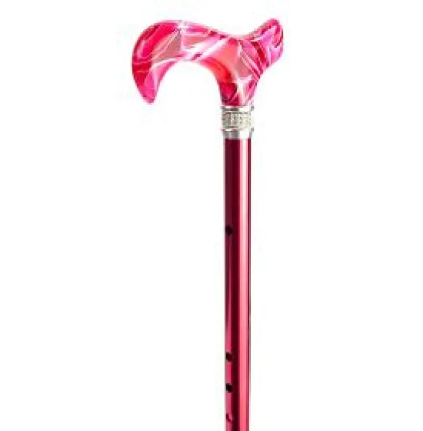 ADJUSTABLE CANE-Crystal Collar Deep Pink Marble Acrylic
