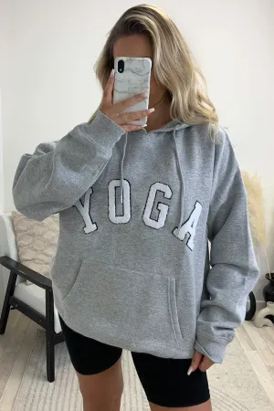 Anisa Grey Yoga Slogan Oversized Hoodie