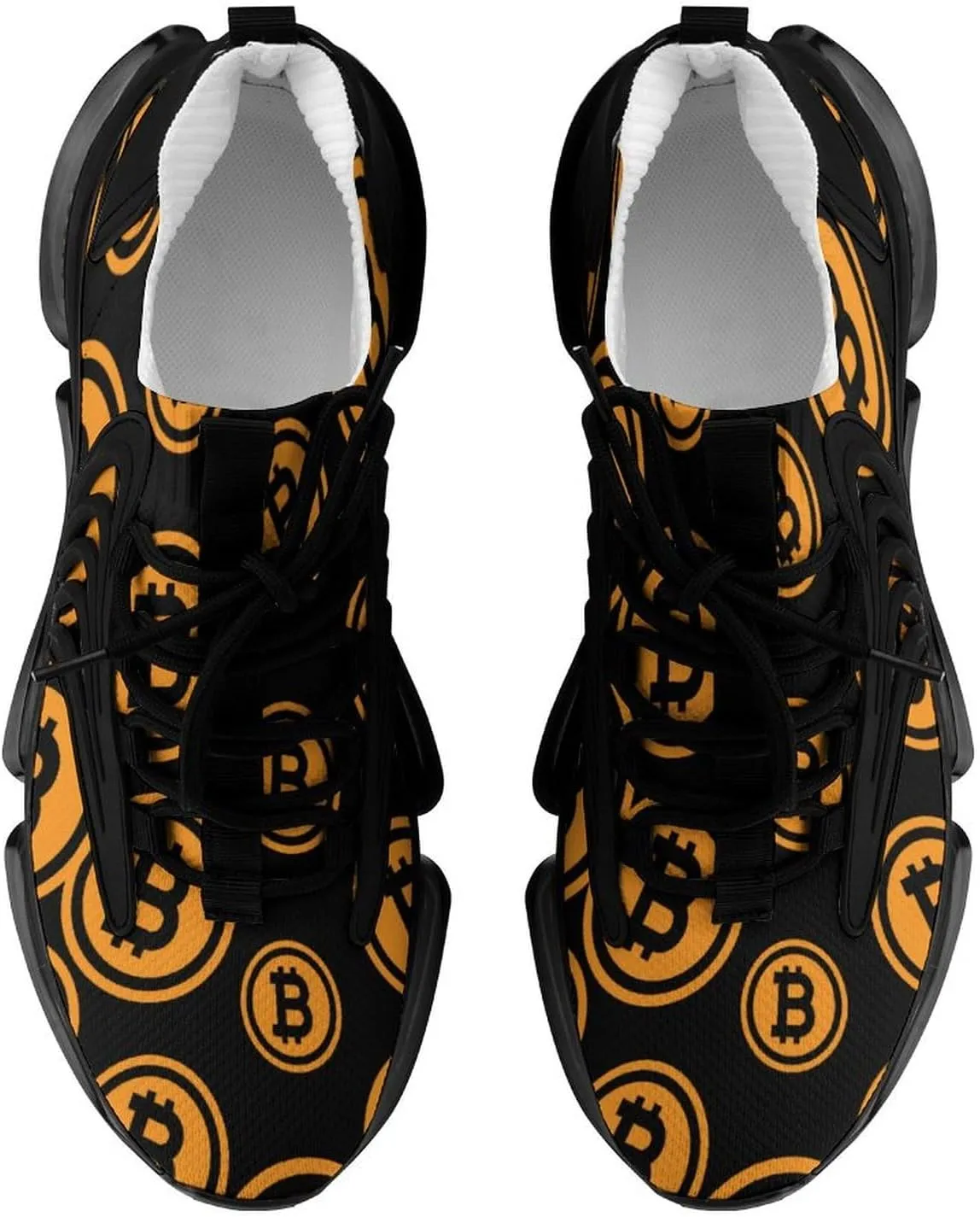 Bitcoin Logo Mens Running Shoes Lightweight Walking Tennis Shoes Soft Soled Elastic Cushion Basketball Shoes