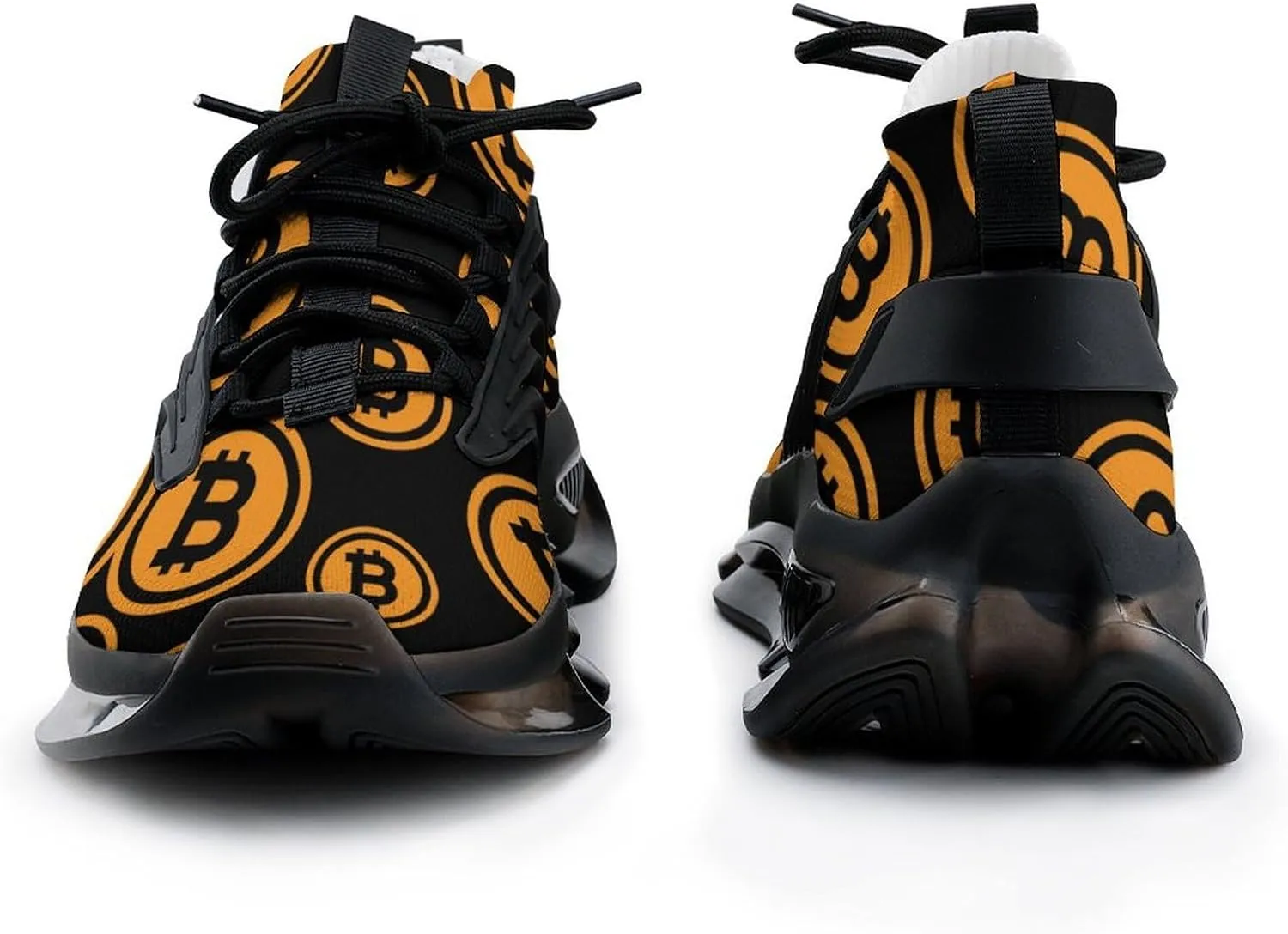 Bitcoin Logo Mens Running Shoes Lightweight Walking Tennis Shoes Soft Soled Elastic Cushion Basketball Shoes