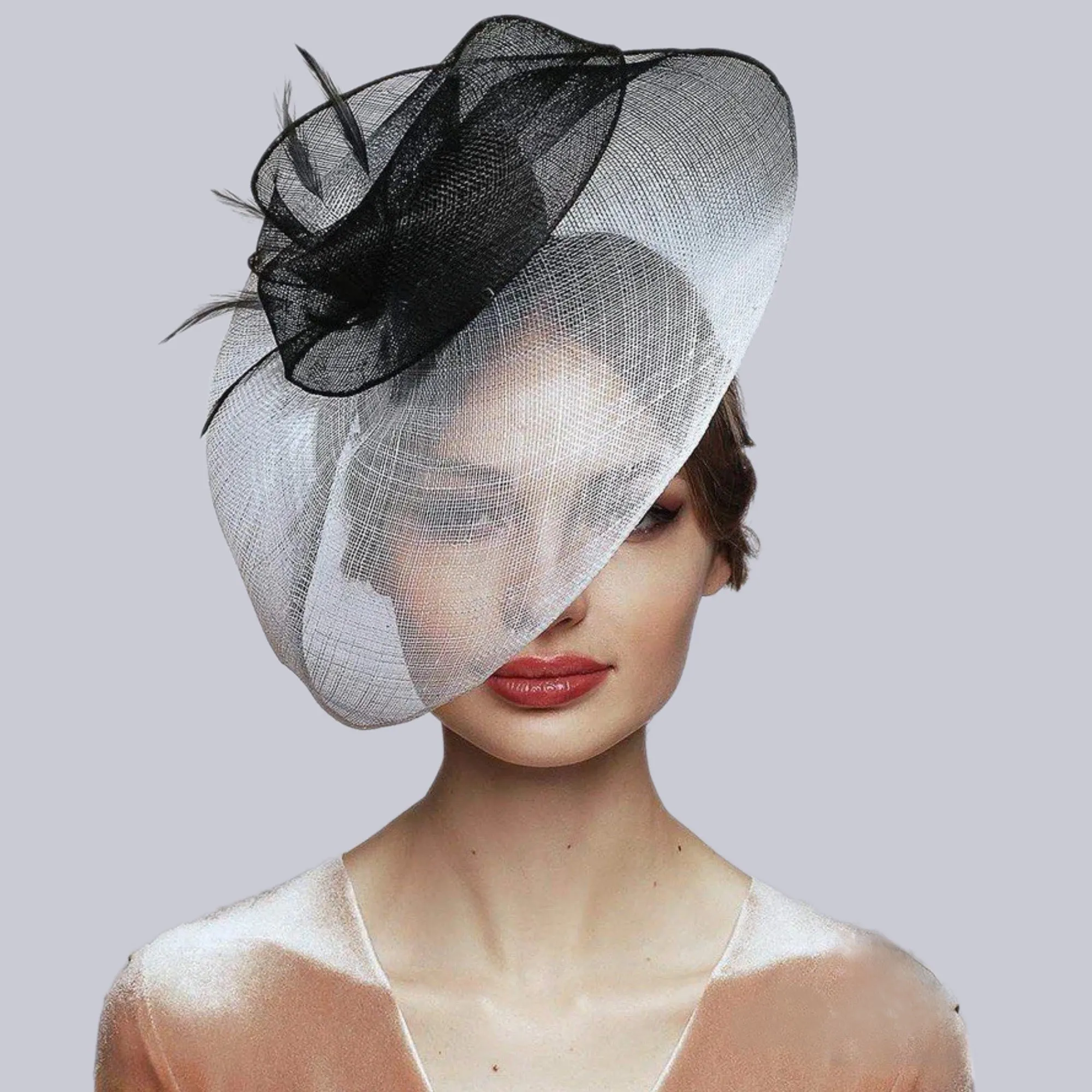 Black and White Derby Hat 'Pagoda' Shape