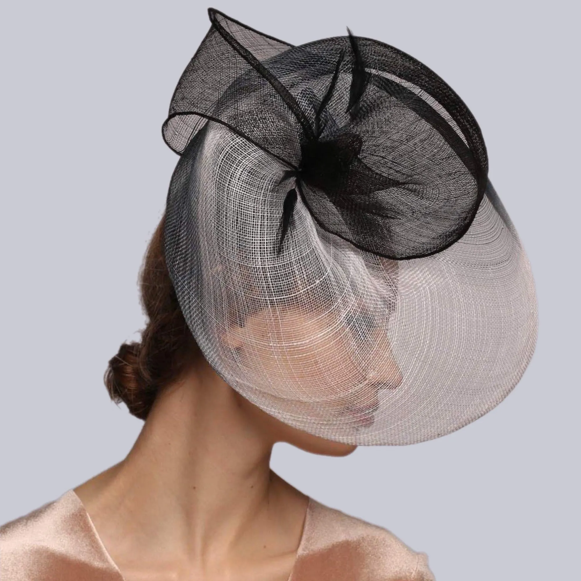 Black and White Derby Hat 'Pagoda' Shape