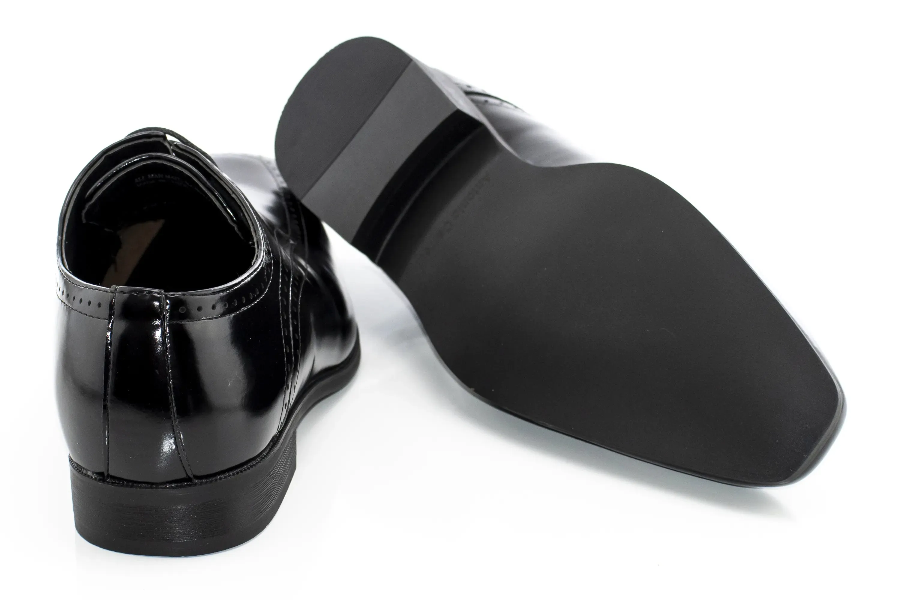 Black Perforated Leather Derby Lace-Ups