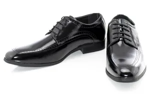 Black Perforated Leather Derby Lace-Ups