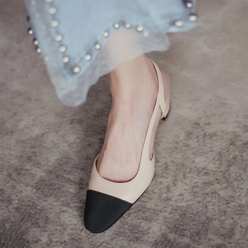 Blake Cap Toe Chunky Heel Slingbacks Pumps
