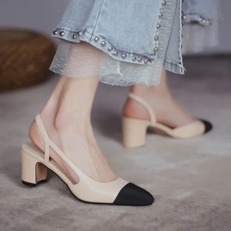 Blake Cap Toe Chunky Heel Slingbacks Pumps