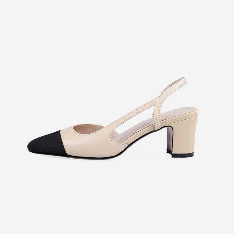 Blake Cap Toe Chunky Heel Slingbacks Pumps
