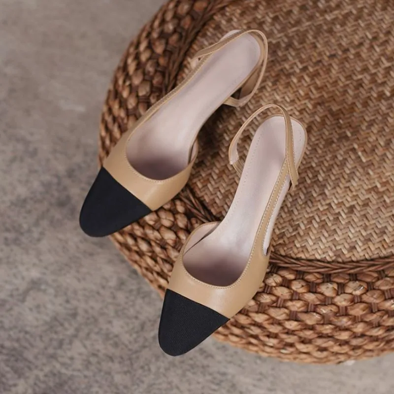 Blake Cap Toe Chunky Heel Slingbacks Pumps