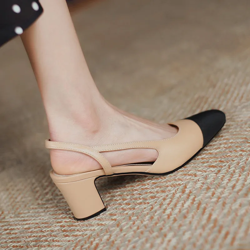 Blake Cap Toe Chunky Heel Slingbacks Pumps