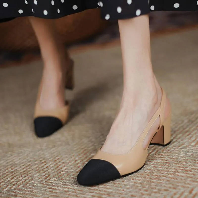Blake Cap Toe Chunky Heel Slingbacks Pumps