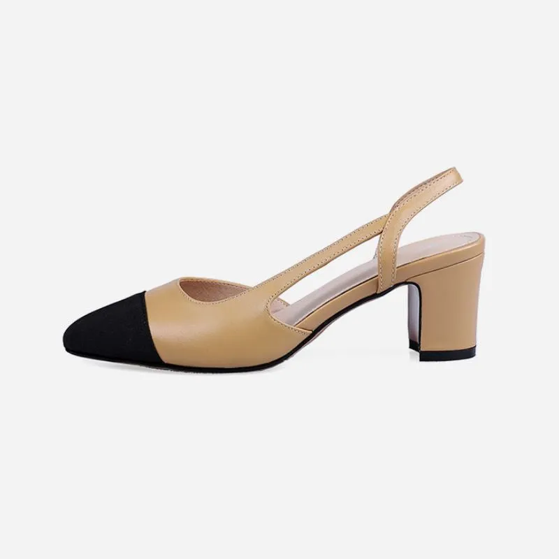 Blake Cap Toe Chunky Heel Slingbacks Pumps