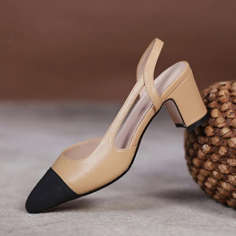 Blake Cap Toe Chunky Heel Slingbacks Pumps