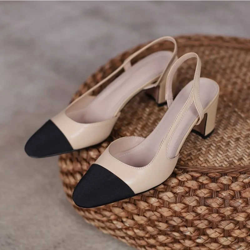 Blake Cap Toe Chunky Heel Slingbacks Pumps