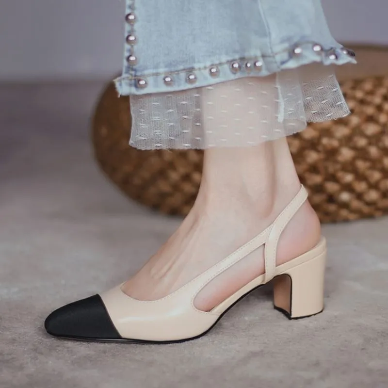 Blake Cap Toe Chunky Heel Slingbacks Pumps