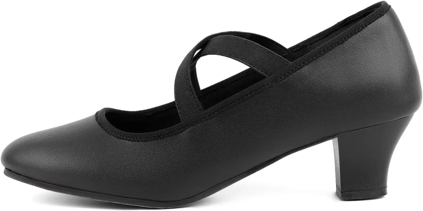 Character Shoes for Women Dance Shoes with Elastic Strap for Ballroom,Salsa,Tango
