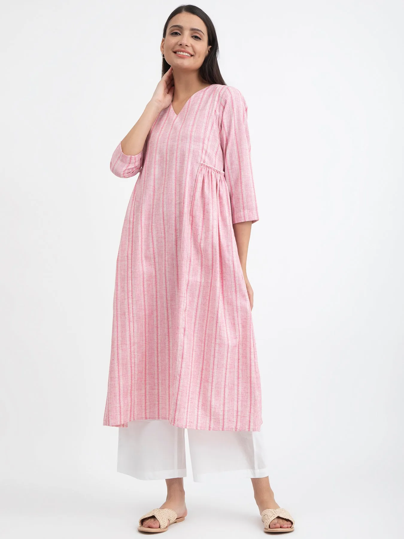 Cotton A-line Dress - Pink