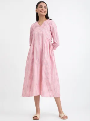 Cotton A-line Dress - Pink