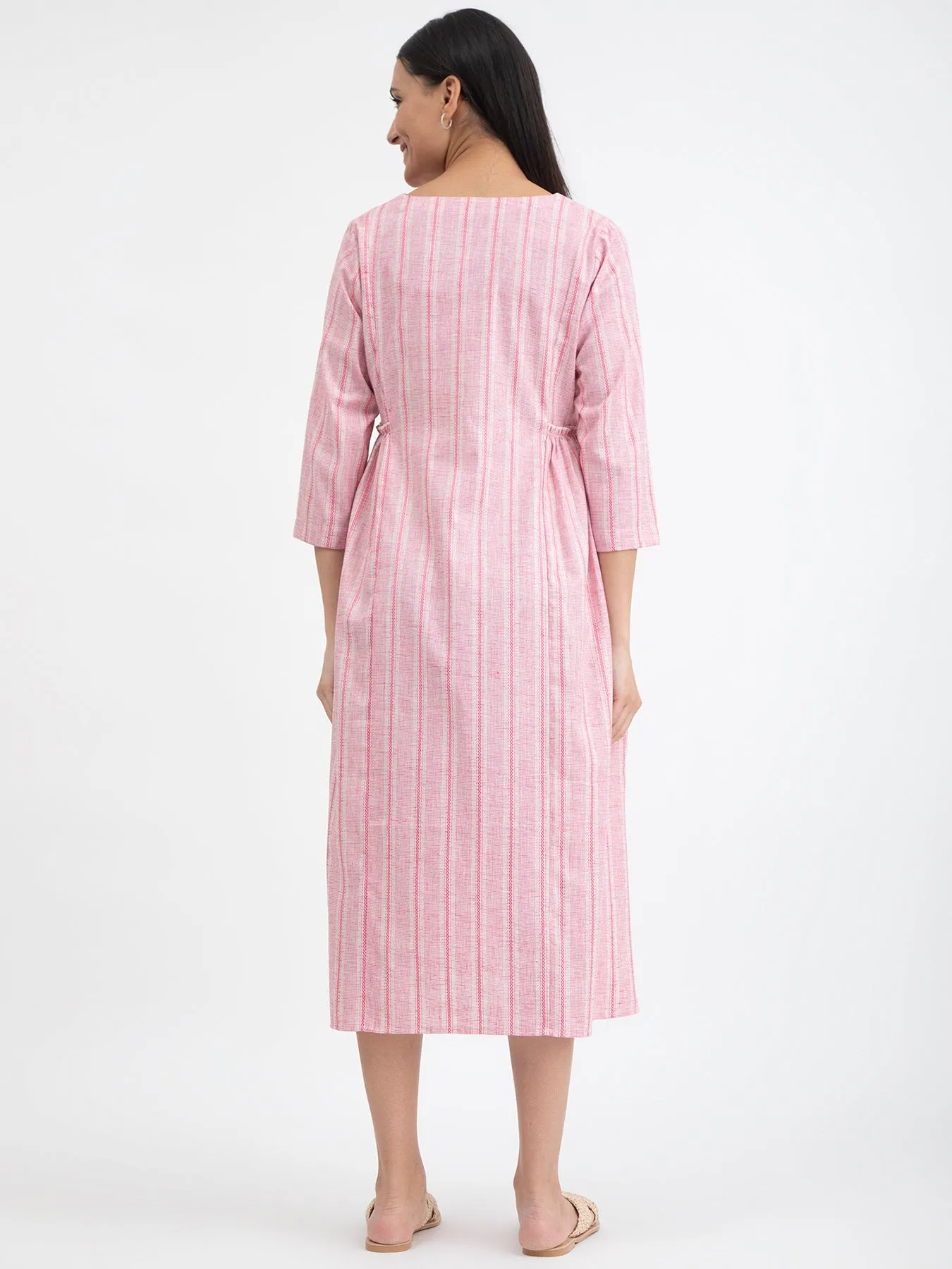 Cotton A-line Dress - Pink