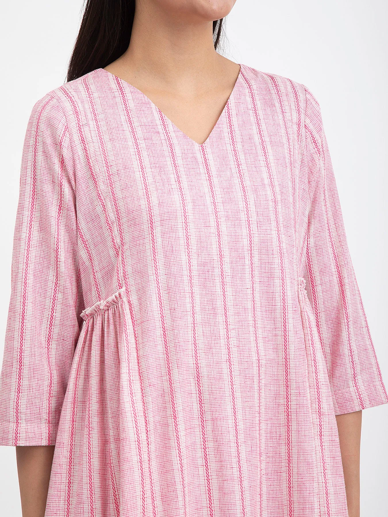 Cotton A-line Dress - Pink
