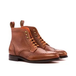 DapperFam Valiant in Med Brown Men's Italian Full Grain Leather Military Brogue
