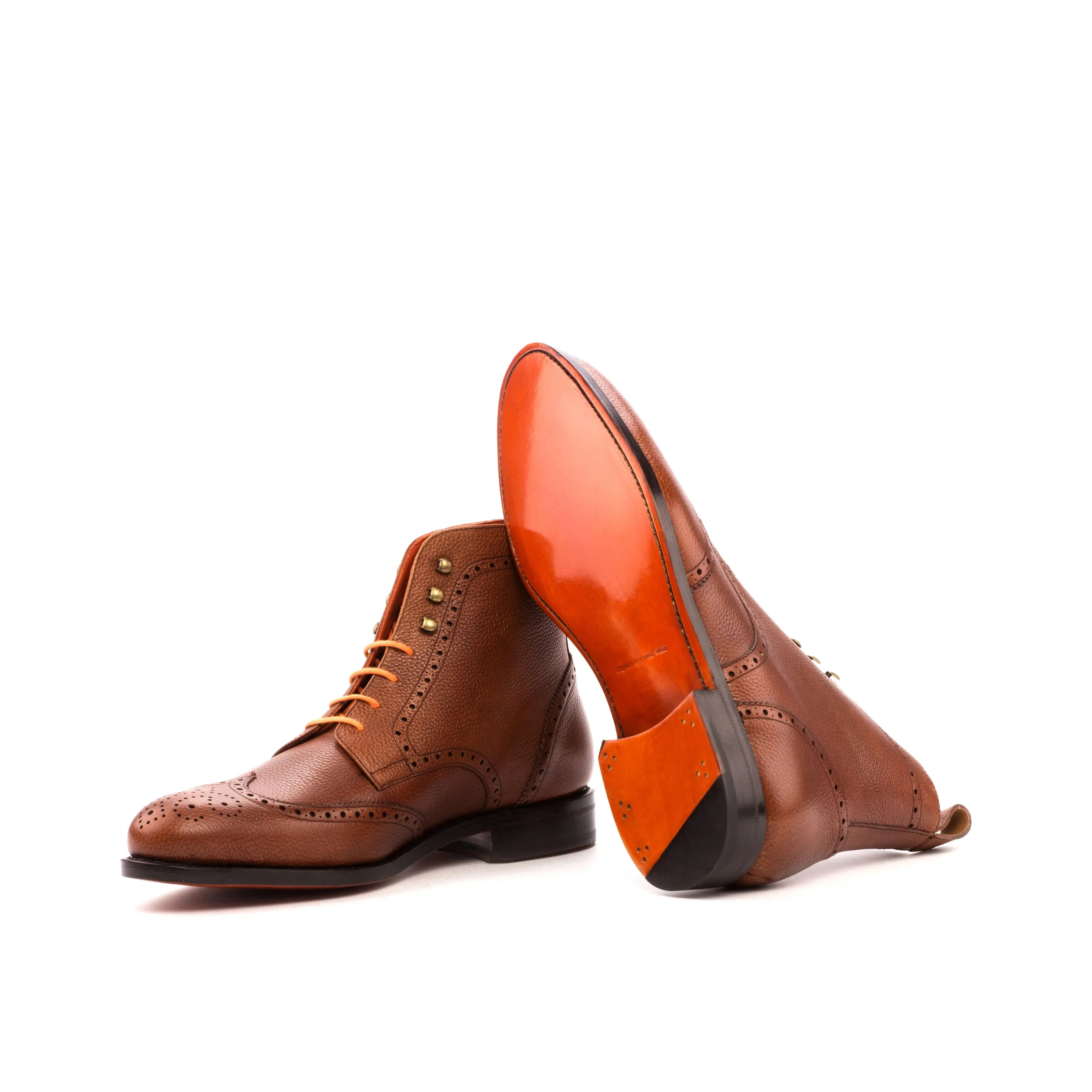 DapperFam Valiant in Med Brown Men's Italian Full Grain Leather Military Brogue