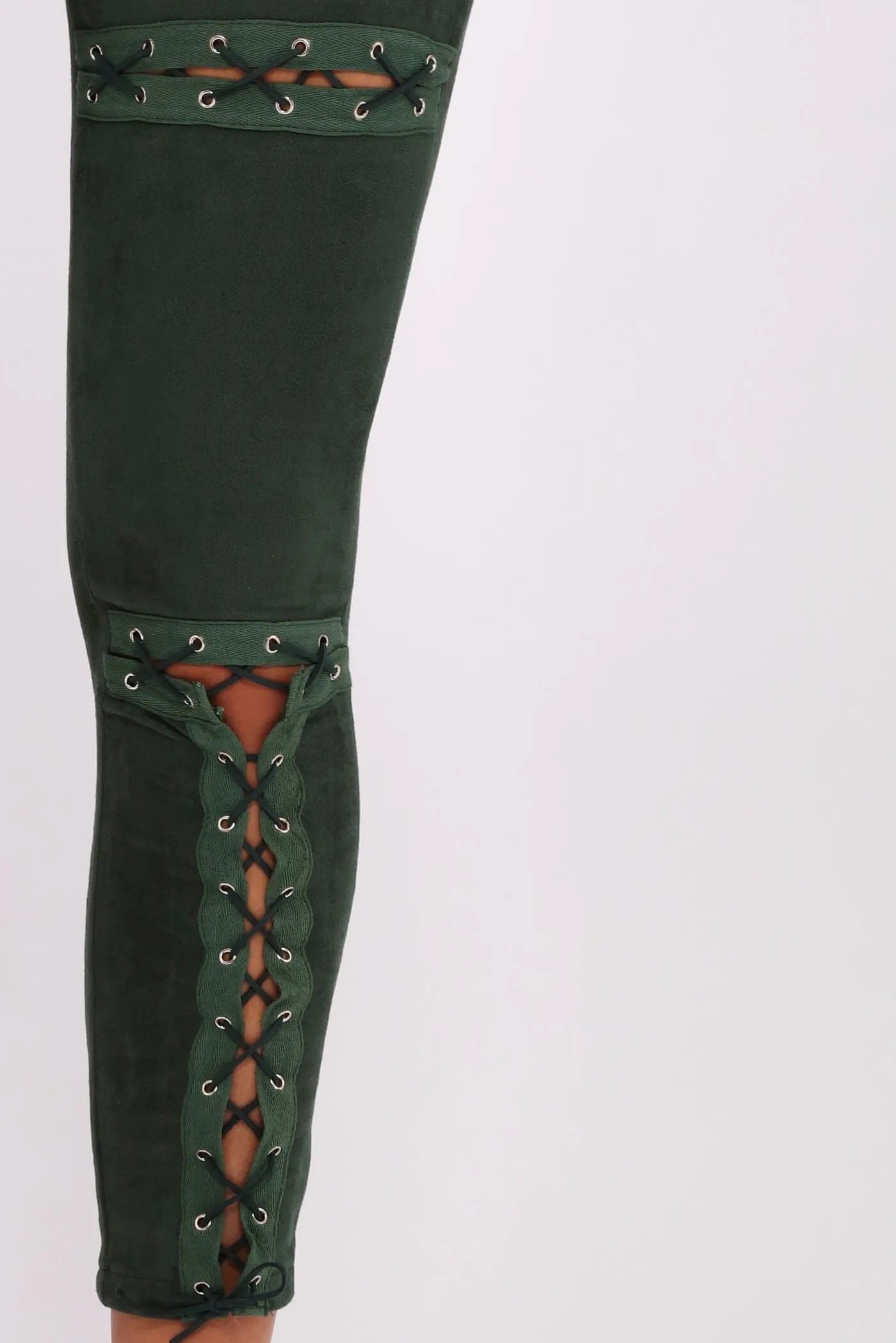 Emerald Suede Lace Up Leggings
