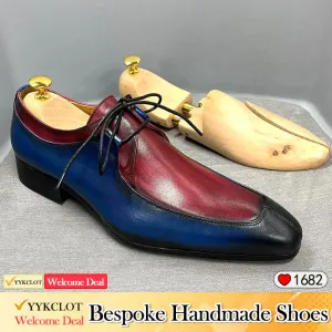 Fashion color matching leather derby shoes men's business dress leather shoes
