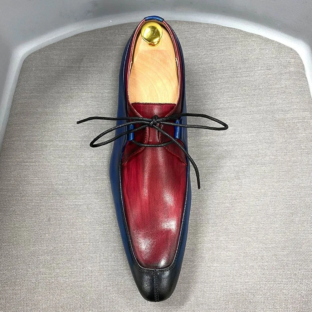 Fashion color matching leather derby shoes men's business dress leather shoes