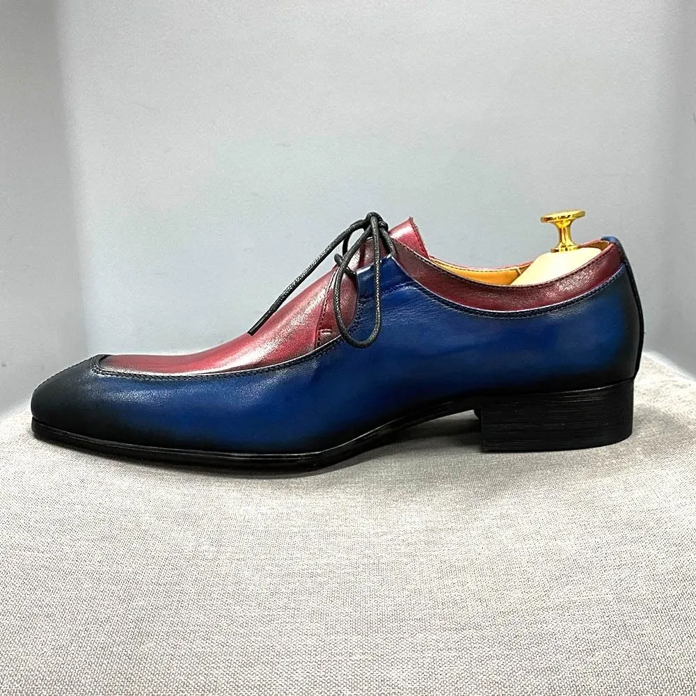 Fashion color matching leather derby shoes men's business dress leather shoes