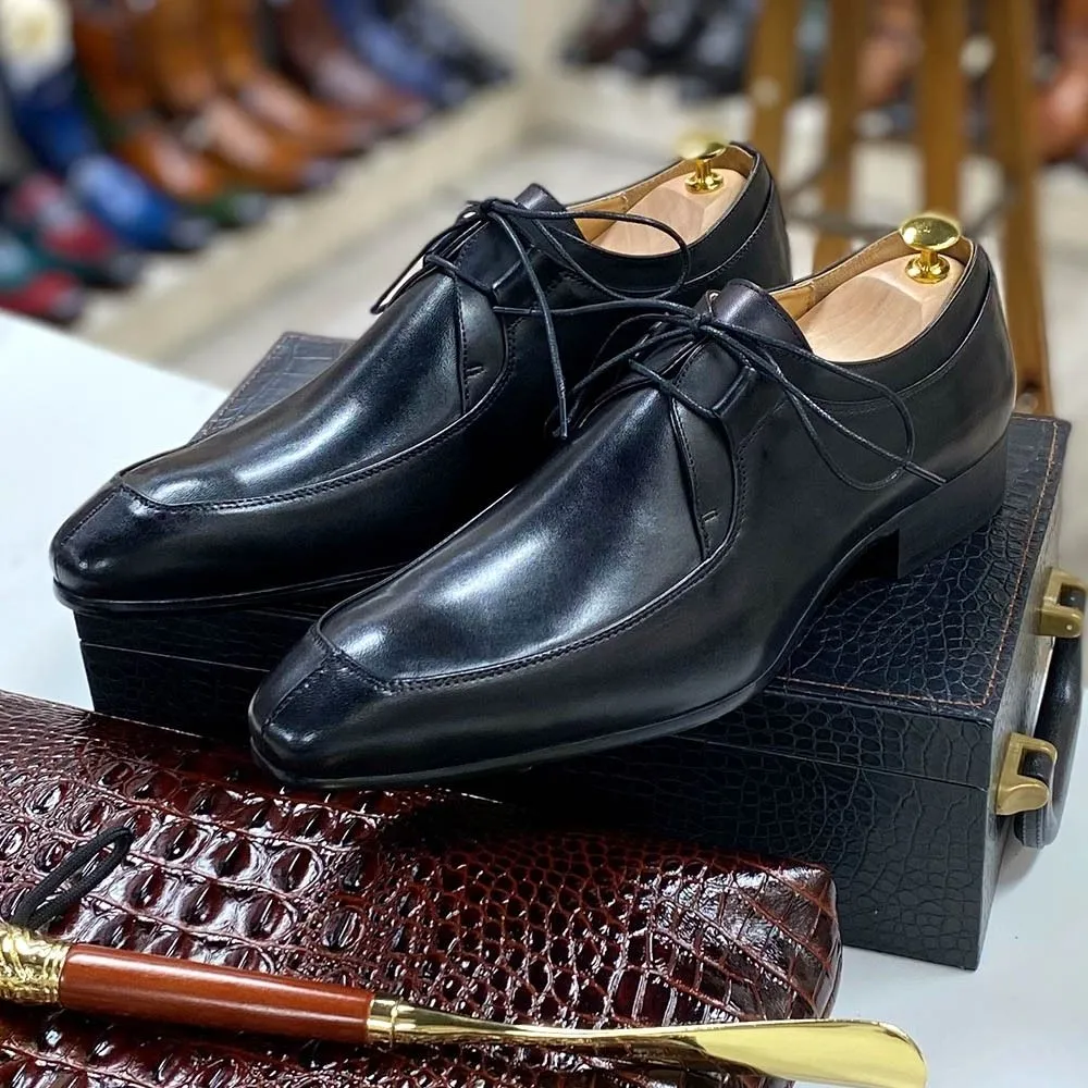 Fashion color matching leather derby shoes men's business dress leather shoes