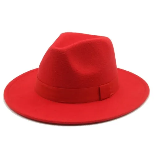 Fedora Hat Women Winter Hats for Women Ribbon Band Men's Hat Wide Brim