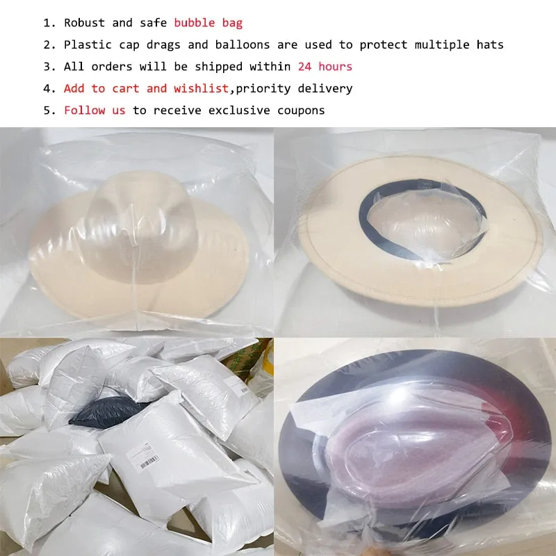 Fedora Hat Women Winter Hats for Women Ribbon Band Men's Hat Wide Brim