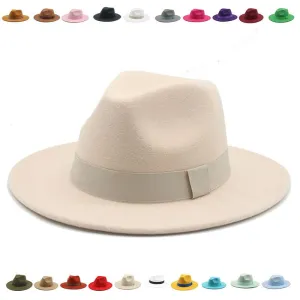 Fedora Hat Women Winter Hats for Women Ribbon Band Men's Hat Wide Brim