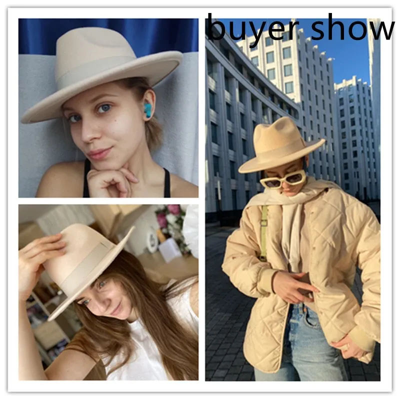 Fedora Hat Women Winter Hats for Women Ribbon Band Men's Hat Wide Brim