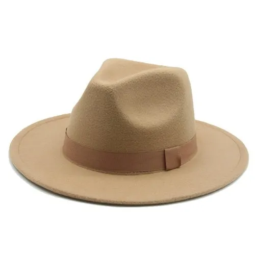Fedora Hat Women Winter Hats for Women Ribbon Band Men's Hat Wide Brim