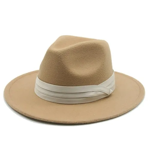 Fedora Hat Women Winter Hats for Women Ribbon Band Men's Hat Wide Brim