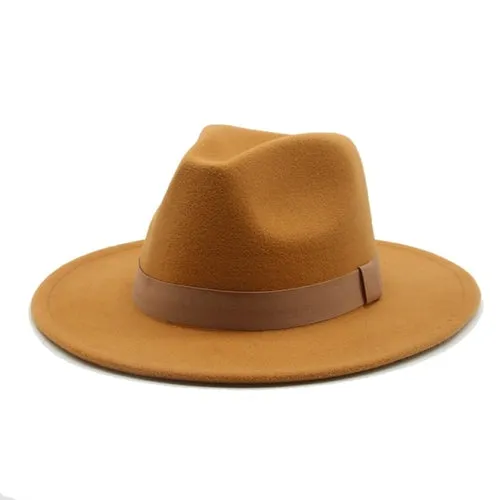 Fedora Hat Women Winter Hats for Women Ribbon Band Men's Hat Wide Brim