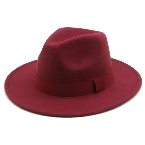 Fedora Hat Women Winter Hats for Women Ribbon Band Men's Hat Wide Brim