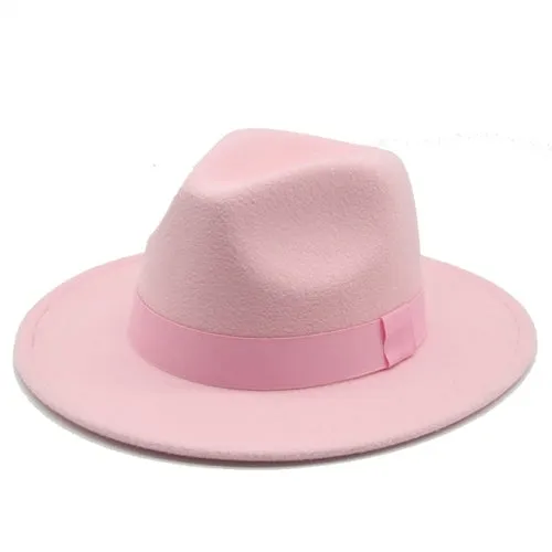 Fedora Hat Women Winter Hats for Women Ribbon Band Men's Hat Wide Brim