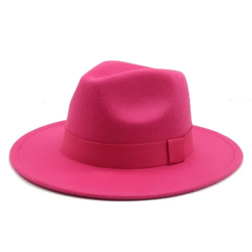 Fedora Hat Women Winter Hats for Women Ribbon Band Men's Hat Wide Brim
