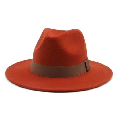 Fedora Hat Women Winter Hats for Women Ribbon Band Men's Hat Wide Brim