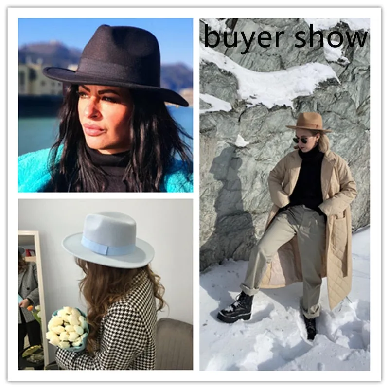 Fedora Hat Women Winter Hats for Women Ribbon Band Men's Hat Wide Brim