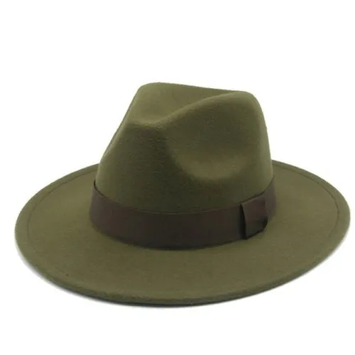 Fedora Hat Women Winter Hats for Women Ribbon Band Men's Hat Wide Brim