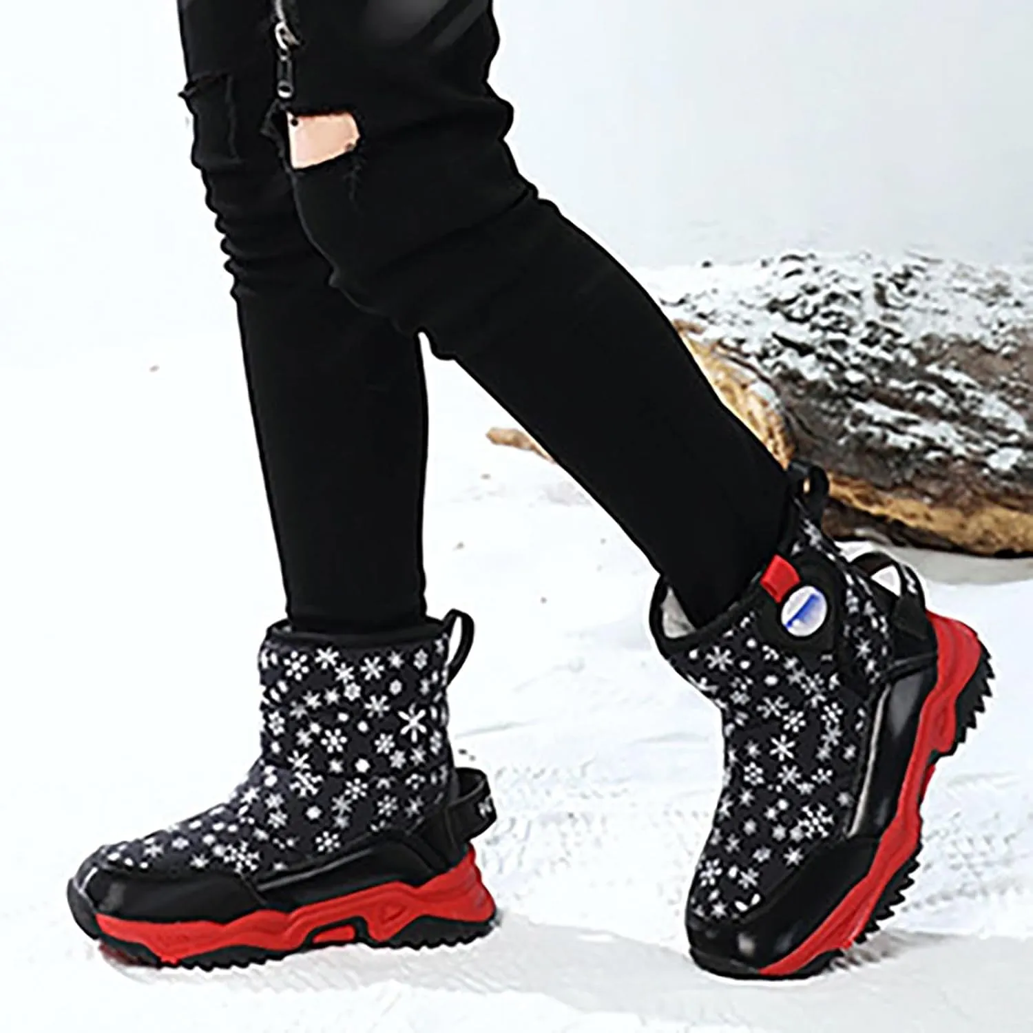 Girls Boys Snow Boots Outdoor Warm Comfortable Non Slip Mid Calf Padded Small Big Kids Winter Shoes Boots Girls Size 3