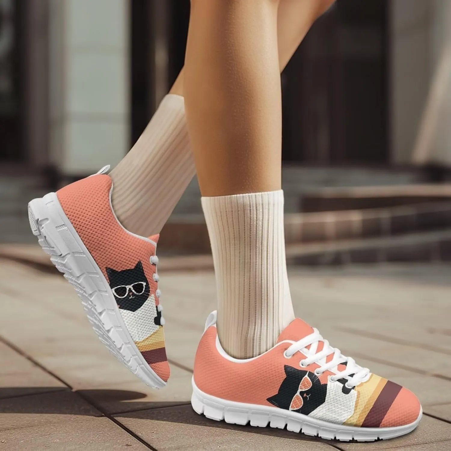 GOSTONG Womens Running Shoes Breathable Mesh Sneakers Non Slip Athletic Shoes Gym Training Outdoor Tennis Shoes White US 5-12