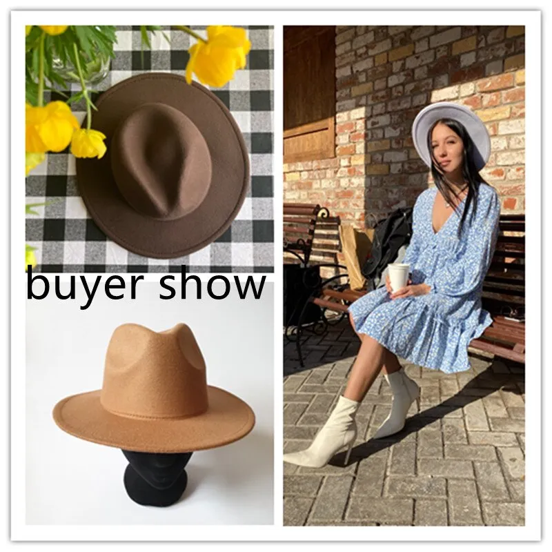 Hats for Women luxury Fedora Hat Women Panama Solid Wide Brim Winter