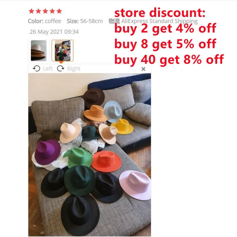 Hats for Women luxury Fedora Hat Women Panama Solid Wide Brim Winter